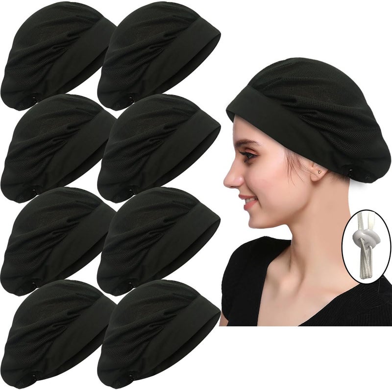 Uaussi 4 or 8 Pack Chef Hat Kitchen Cooking Chef Cap Adjustable Food Service Hair Nets Reusable Washable Mesh Bouffant Beanie - Image 1